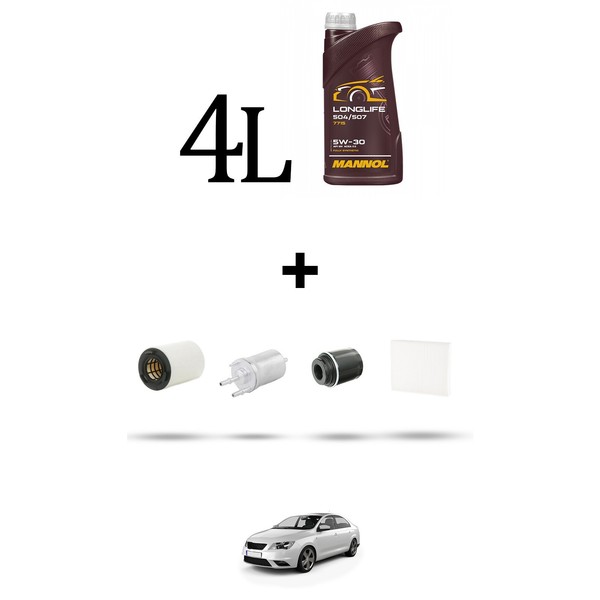 Hoffcar Wartungsset 4 Filter Und 4L ÖL FüR Seat Toledo Iv (KG3) 1.2 Tsi 77KW D-image