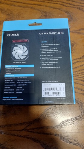 Lian Li UNI FAN SL140 Infinity ARGB Fan 140mm PWM 14SLIN1B - Black - Afbeelding 2 van 5