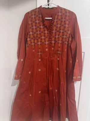 Generation Cottage Women's Kurtas/Kurti 10 Red Embroidered Cotton - Image 1 of 4