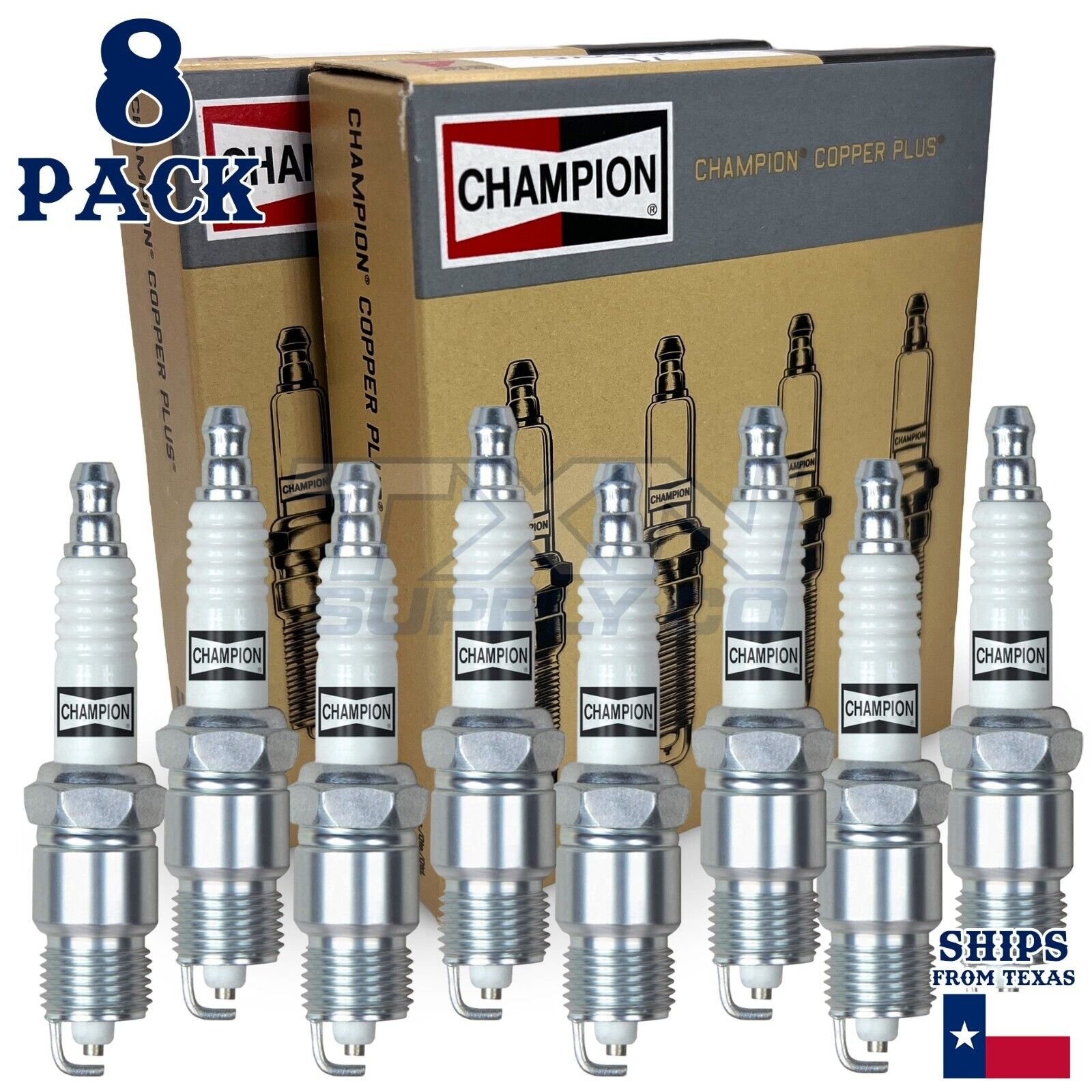 8 Pack Champion Copper Plus Spark Plugs for 1977-1982 Chevrolet G10 5.0L V8