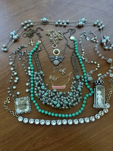 VTG Costume Jewelry Lot Statement Pieces Designers Gold Tone Mix Pearls Crystals