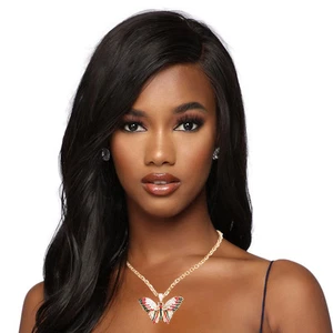 Collier papillon à volants rouge et vert