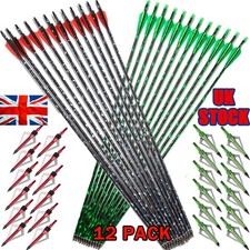 Archery Carbon Arrows 30" SP500 3" Vanes Recurve Compound Bow Hunting Target UK
