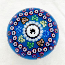 Pisapapeles Baccarat France Dancing Devil Gridel Millefiori azul 1977 edición limitada