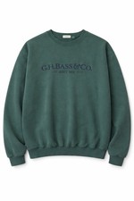 GH Bass Co Men  s Forest Green Embroidered Logo Pullover Crewneck Sweatshirt XL