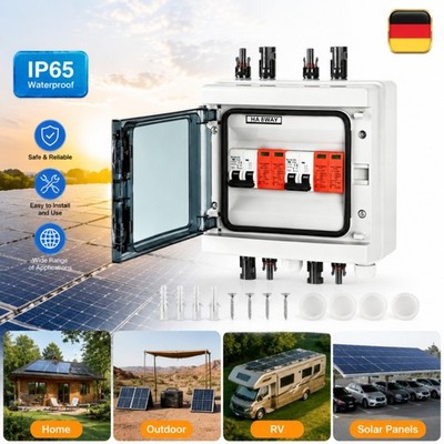 Solar Anschlusskasten PV DC 2 Strings Überspannungsschutz 1000V Solarpanel NEU