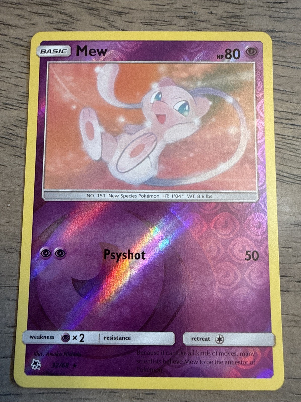 Mew 32/68 Rare Hidden Fates Pokemon Reverse Holo NM