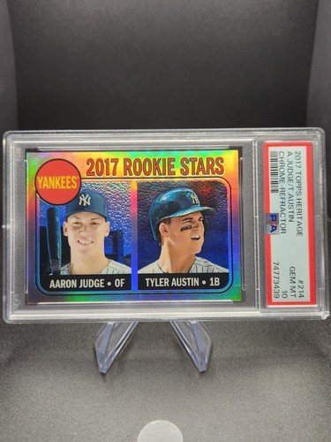 2017 Topps Heritage A.Judge/T.Austin RC CHROME REFRACTOR /568 PSA 10 GM Yankees