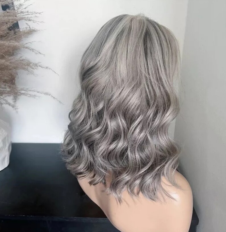 Gray Virgin Remy Human Hair Lace Front Wig!! Remy Human Hair 4x4 Lace Front Straight Bob Wigs Gray Brown  main image 4