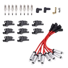8 Pack Ignition Coil and Spark Plug+ Wire For GMC Chevy Silverado 1500 Tahoe