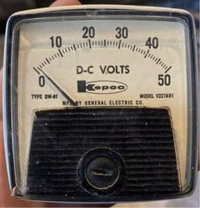 Kepco - General Electric - GE D-C Voltage Gauge / 0-50v Model V227AR1 TYPE DW-91
