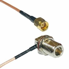 RG188 SMA MALE to N FEMALE RIGHT ANGLE BULKHEAD Coaxial RF Pigtail Cable USA