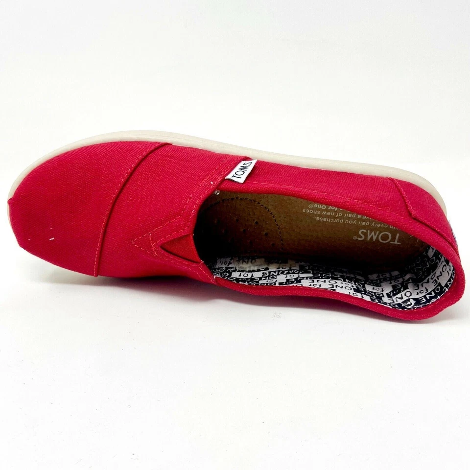 Zapatos planos informales sin cordones Toms Classics de lona roja para jóvenes Foto 4 de 4