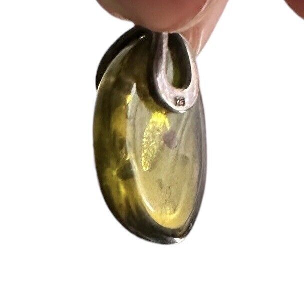Green Amber Pendant Sterling Silver .925 Necklace… - image 10