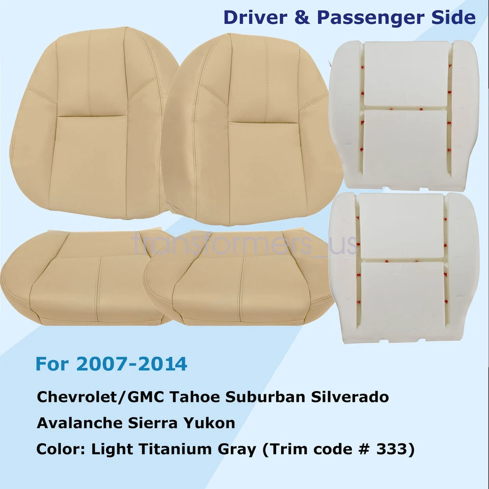 Cubierta de asiento delantera inferior-parte superior de cuero bronceado y espuma delantera para Chevy Silverado 2007-2014 Foto 2 de 4