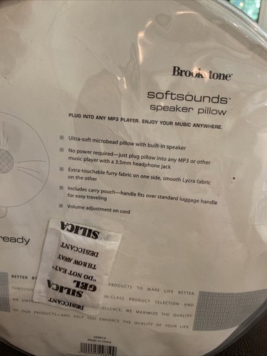 Brookstone SoftSounds Speaker Pillow Blue Plush Micro Beads Music Anywhere Furry - Picture 6 of 9