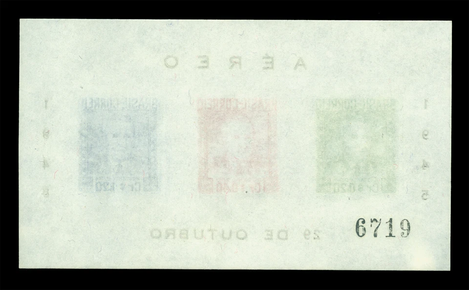 BRAZIL 1948  AIRMAIL - President DUTRA numbered BLOCK S/S  Sc # C73A mint MNH VF - Image 2 of 2