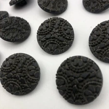 Vtg Goth Dark Purple Almost Black Shank Buttons 23mm Lot of 6 B111