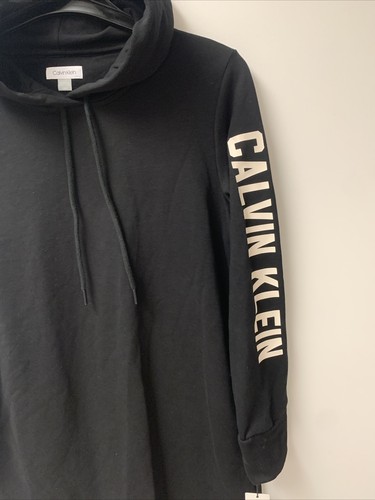 New Calvin Klein Women’s Long sweater with hoody, size: L, Black, MSRP$69.50 - Picture 3 of 9