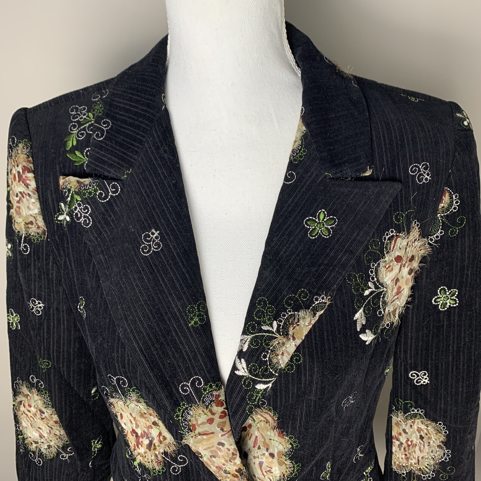 Boho Chic Jacket Blazer Patchwork Jacquard Black … - image 2