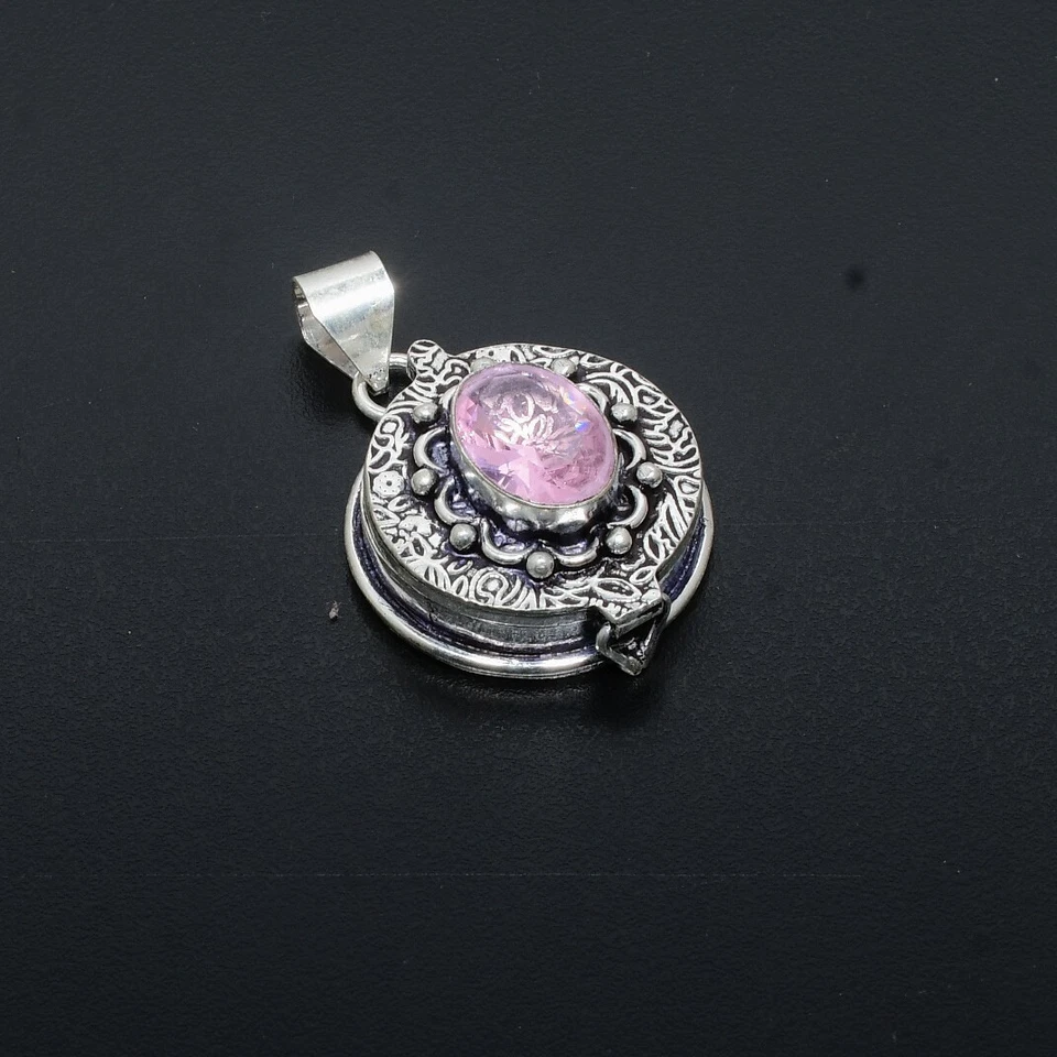 Pink Kunzit Gift Kiste Silber Anhänger Handgefertigt 925 Sterling Silber - Bild 4 von 4