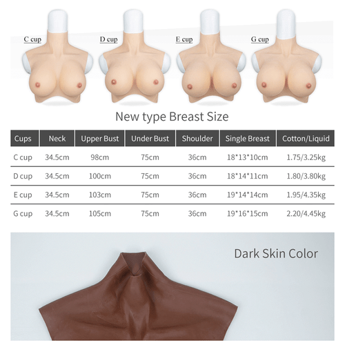 C-G Cup Realistic Breast Forms Silicone Fake Boobs For Black CD Drag Queen - Picture 9 of 17
