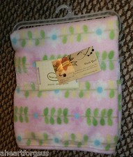 BEANSPROUT BLANKET BABY FLEECE FLOWERS PINK GREEN GIRL ALL PURPOSE SOFT SWADDLE
