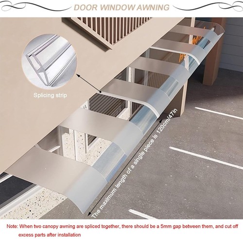 KDGUDYS Vordach aus Polycarbonat für Haus, Terrasse, transparent, wetterfest,... - Bild 7 von 10