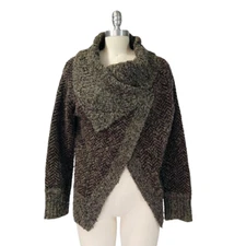 Vintage 90s Cardigan Sweater Size L Brown Knit Coastal Grandma Fairy Whimsygoth