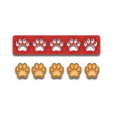 Mini Dog Paw Cookie Cutter Strip - 5 Paws 1.2" Each 
