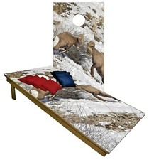 CORNHOLE BEANBAG TOSS GAME w Bags Game Boards Rams Mountain Snow Winter Set