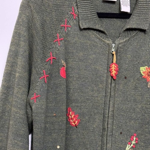 Carolina Colours Womens Embroidered Cardigan Sweater Size 18 Autumn Fall Grandma - Picture 4 of 9