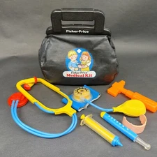 Vintage Fisher Price Medical Kit Black Doctor's Bag 1987