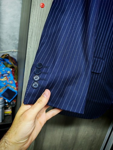 Vintage Canali all worsted classic luxury bespoke navy suit jacket blazer 42R - Picture 8 of 12