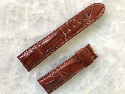 22mm/18mm Brown Alligator Crocodile Embossed Leather Watch Strap Band