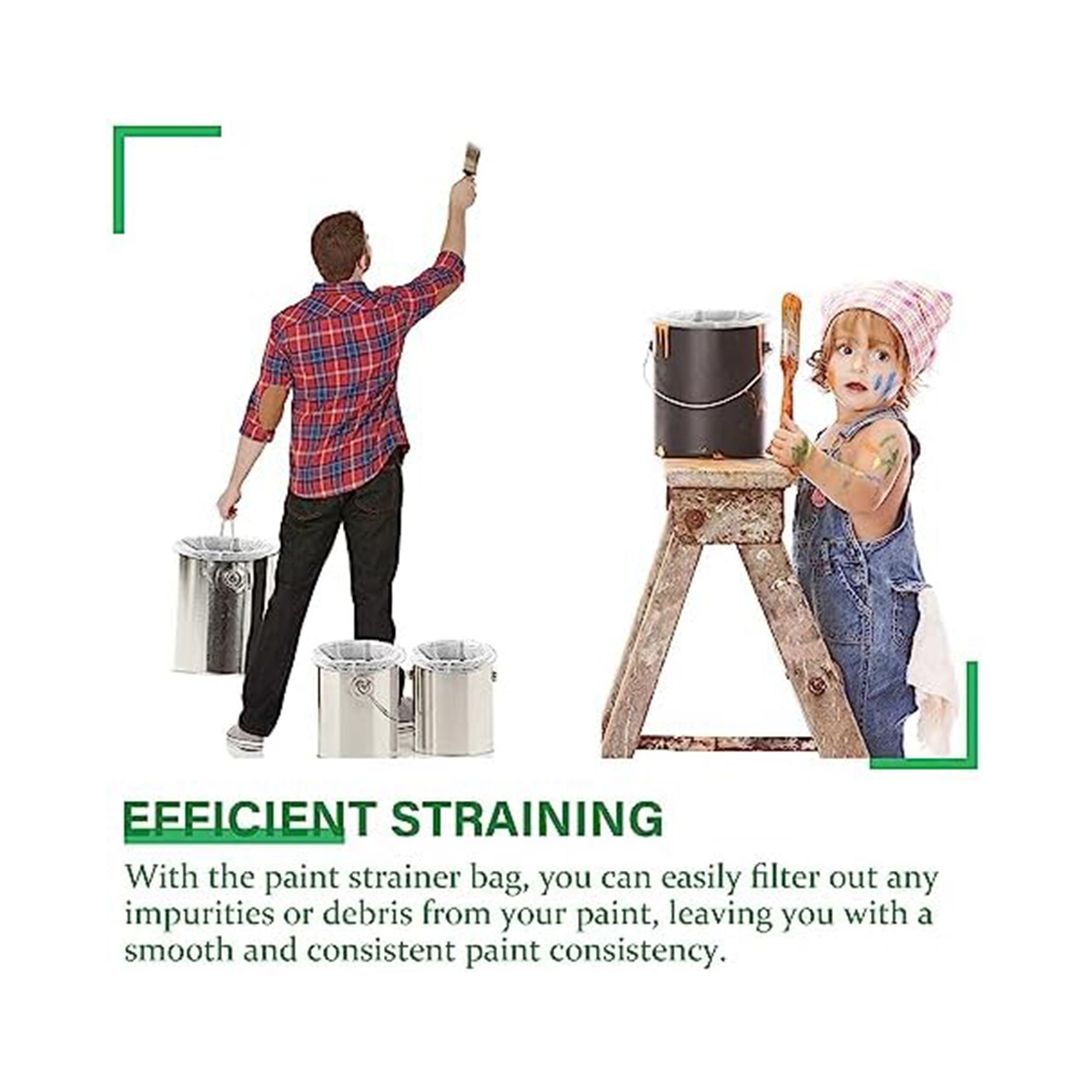 15 PCS Paint Strainer Bags Paint Strainer Bag for 5 Gallon Buckets E3A1