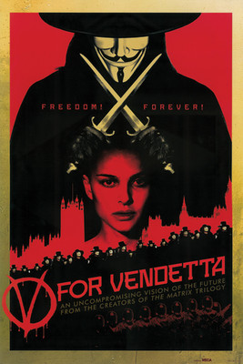 V For Vendetta Freedom Forever 24x36 Movie Poster - Guy Fawkes Natalie Portman 