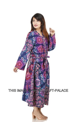 100% Algodón Mujer Mandala Largo Spa Vestido Albornoz Con / Bolsillos Libre - Imagen 40 de 77