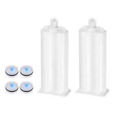 2 x 50ml 1:1 Epoxy Gun Adhesive Cartridge 115mm PP Dual Cartridge White Piston