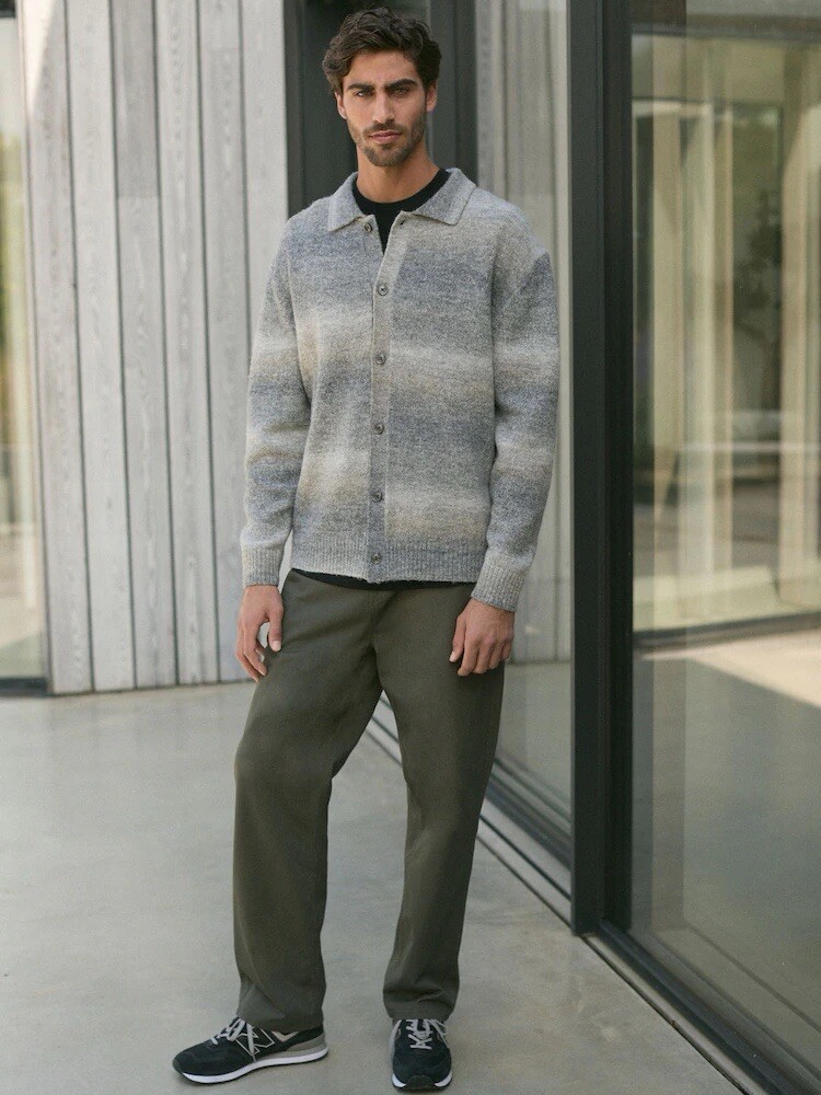 Next Grey Relaxed Fit Ombré Knit Shacket Size S UK