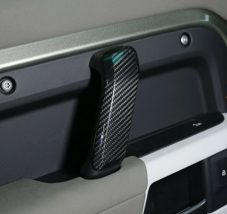 Cubierta de manija de puerta de fibra de carbono seca real apta para Land Rover Defender 110 Foto 4 de 4