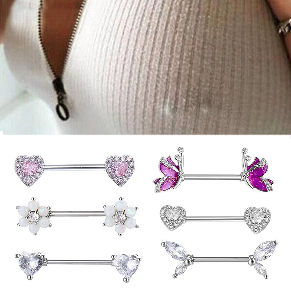 Edelstahl Herz Sexy Kristall Liebe Schild Piercing Bra Body Bar Bar Schmuck , - Bild 2 von 4