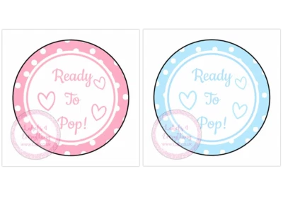 LABELS 4 EVERYTHING Blue Pink Polka Heart Baby Shower Stickers Ready To Pop Sweet Cones Tags