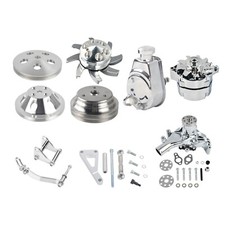 Power Steering Long Water Pump Alternator Pulley Bracket Kit For Sbc Chevy