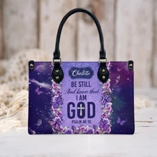 Personalized Be Still And Know That I Am God Leather Handbag, God Leather Bag