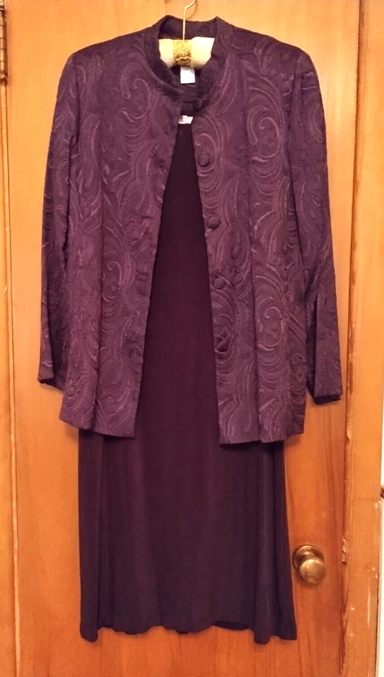 Purple Sleeveless Dress & Jacket 8P, Coldwater Creek; Slinky, Knee-Length Dress - Image 2 of 4