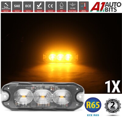 1X Bernstein 3 LED Notfall Slim Licht R65 CE Gefahr Blitz Stroboskop Bar Warnung LKW