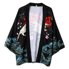 Men Sakura Kimono Japanese Yukata Cardigan Top Jacket Bathrobe Harajuku Coat New