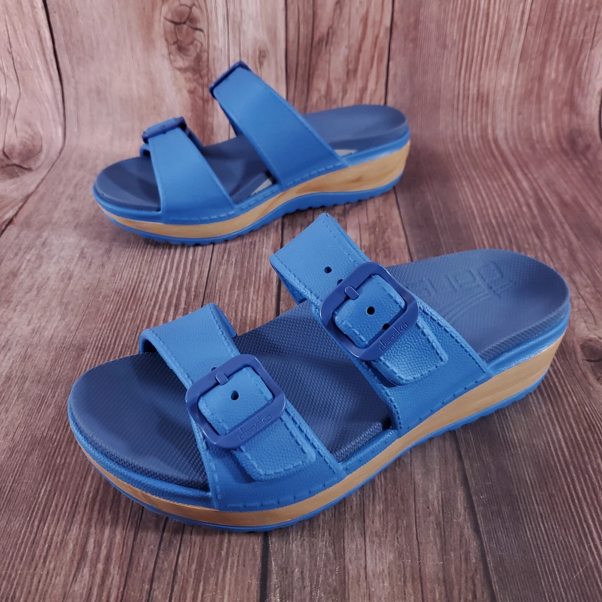 Dansko Kandi Womens Size 37 US 6.5 7 Blue Molded Buckle Slip On