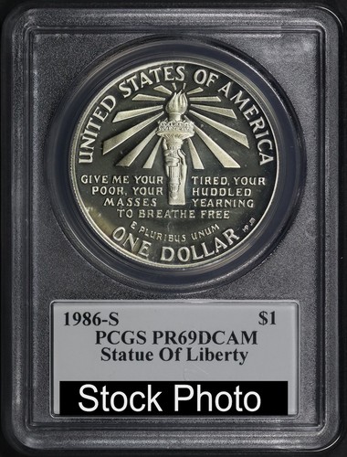 1986-S Statue Of Liberty Silver Dollar Commemorative PCGS PR-69 DCAM Mercanti - Picture 2 of 2